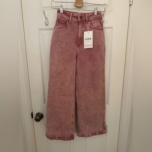 Sezane Dusty Pink Le Crop Wide Leg Jeans - Size 34